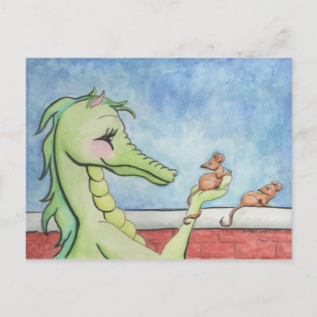 Postal Dragón con ratones (Anverso)