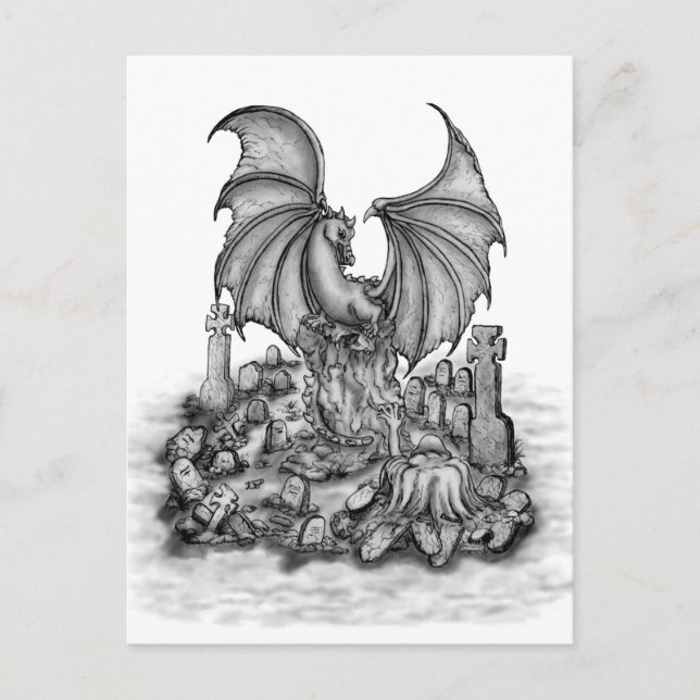 Postal Dragón con zombi (Anverso)