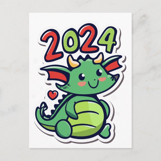 Postal Dragón Cute 2024 (Anverso)