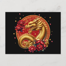 Postal Dragón de Año Nuevo chino de oro