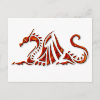 Postal Dragón de biselado rojo metálico