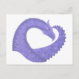 Postal dragón de corazón pervinca sobre blanco