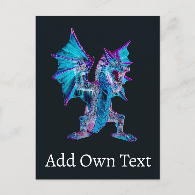 Postal Dragón de Fuego Azul Fantasía (Anverso)