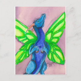 Postal Dragón de hadas azules