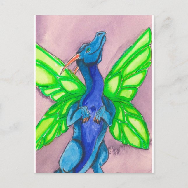 Postal Dragón de hadas azules (Anverso)