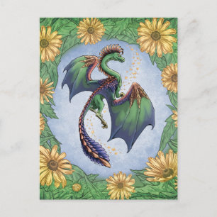 Postal Dragón de la naturaleza de verano Fantasía arte