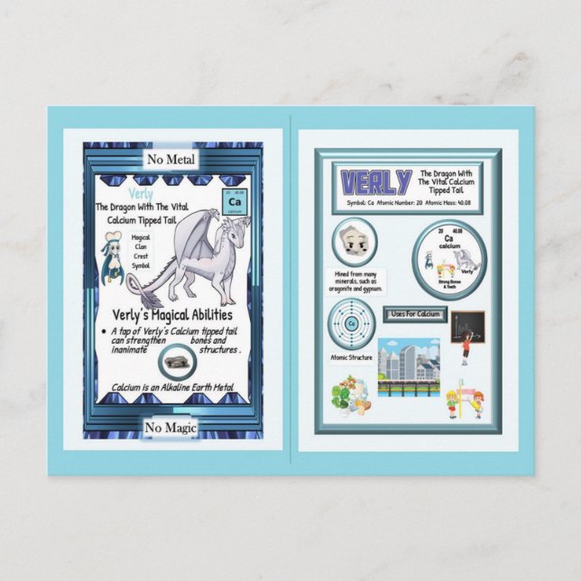 Postal Dragón de la Tabla Periódica - Calcio (Anverso)