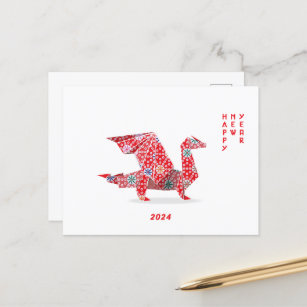 Postal Dragón de los orígenes rojos de Año Nuevo chino 20