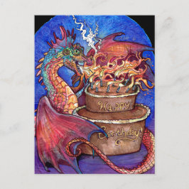 Postal Dragón de tarta de cumpleaños