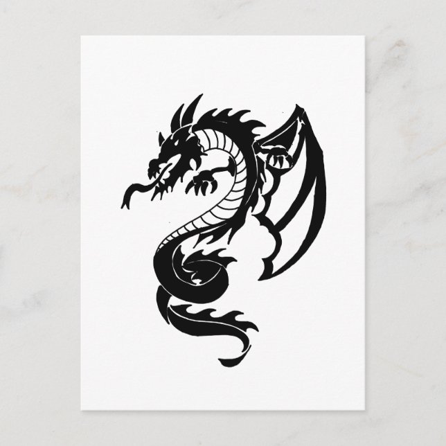 Postal Dragón de tatuaje tribal (Anverso)