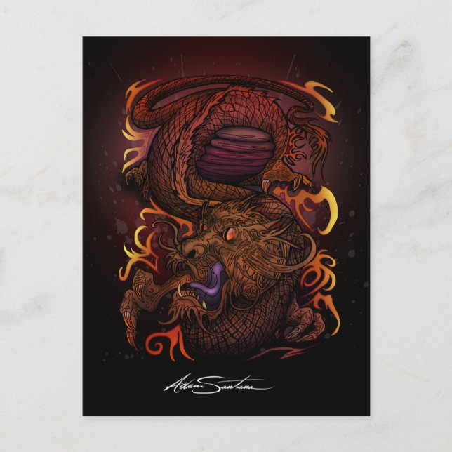 Postal Dragón (Diseño de firma) (Anverso)