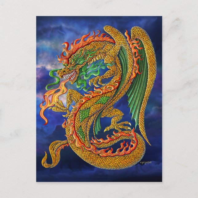 Postal Dragón dorado (Anverso)