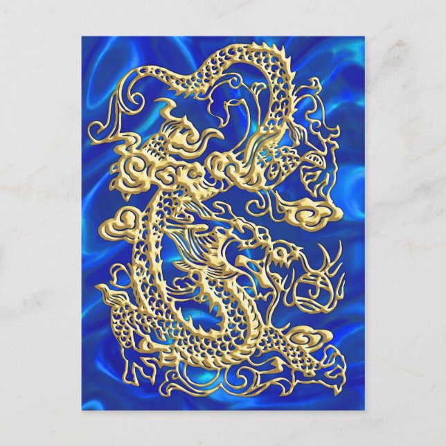 Postal Dragón Dorado Repujado (Anverso)