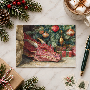Postal Dragón en el árbol de Navidad