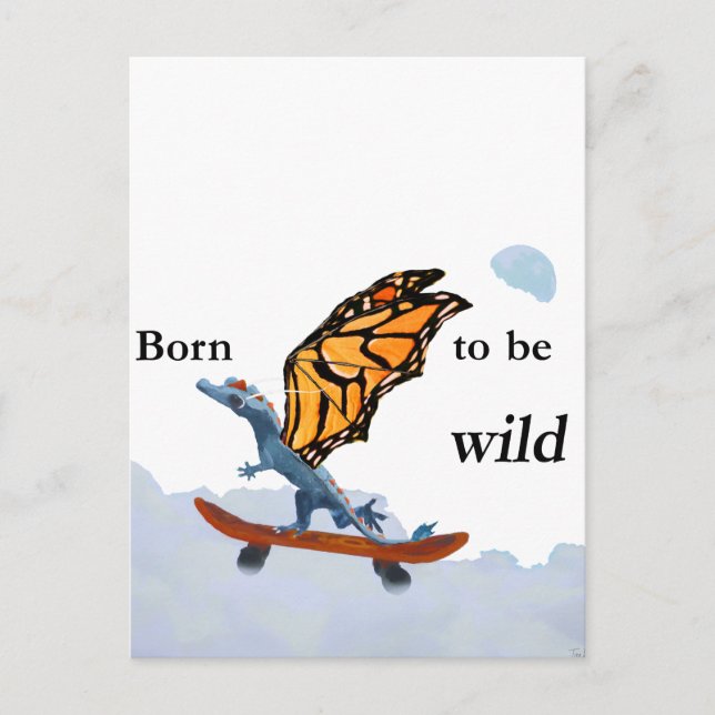 Postal Dragón en el monopatín (Anverso)