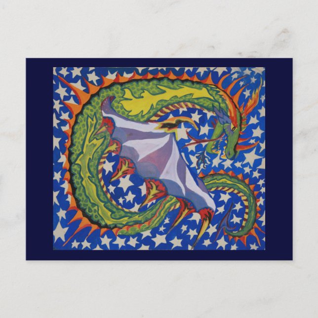Postal Dragón en las estrellas (Anverso)