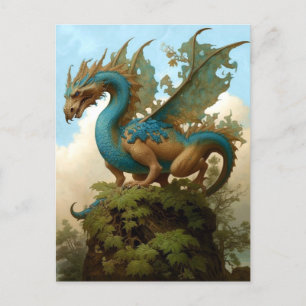 Postal Dragón En Una Postcarta De Arte Fantastica De Coli