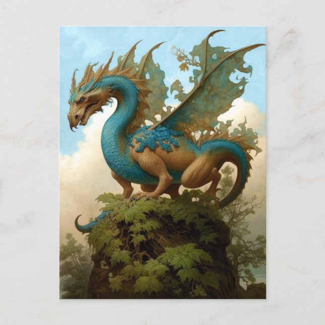 Postal Dragón En Una Postcarta De Arte Fantastica De Coli (Anverso)