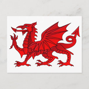 Postal Dragón galés con efecto biselado