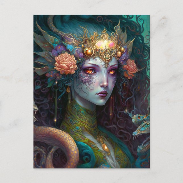Postal Dragon Goddess Queen Fantasy Art (Anverso)