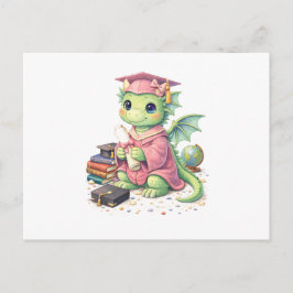 Postal Dragón Graduado Caprichoso con Diploma