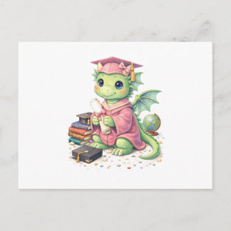 Postal Dragón Graduado Caprichoso con Diploma