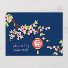 Postal Dragon Hoa Dao Blossoms de Año Nuevo