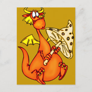 Postal Dragon Holding Mushroom