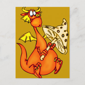 Postal Dragon Holding Mushroom