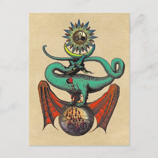 Postal Dragón medieval de Ripley Scroll Sepia (Anverso)