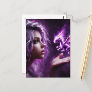 Postal Dragón morado de bebé