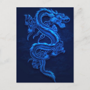 POSTAL DRAGÓN NEON AZUL JAPONÉS