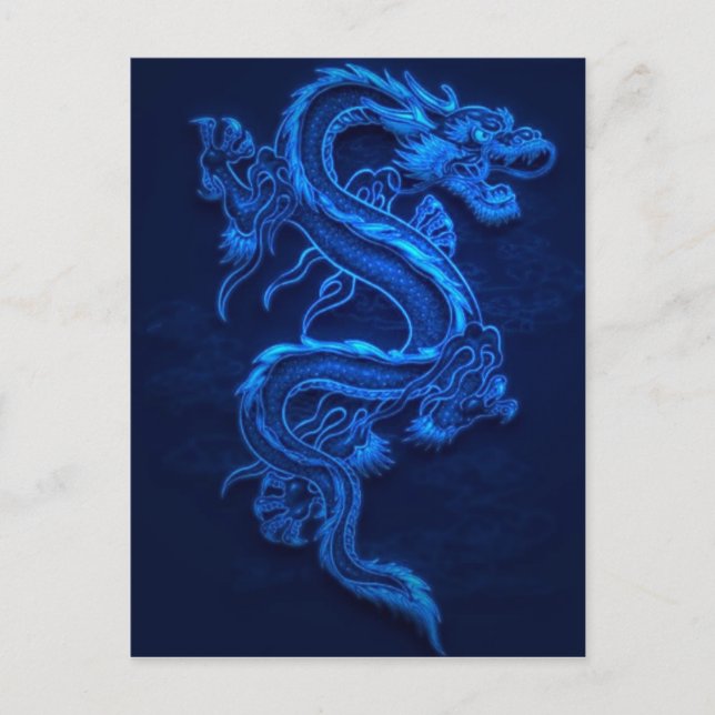 POSTAL DRAGÓN NEON AZUL JAPONÉS (Anverso)
