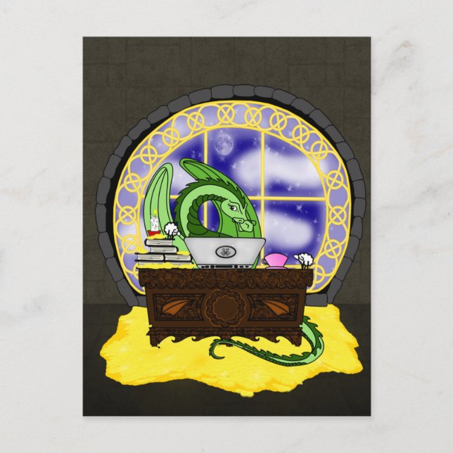 Postal Dragón nunca el dormir en el trabajo (Anverso)