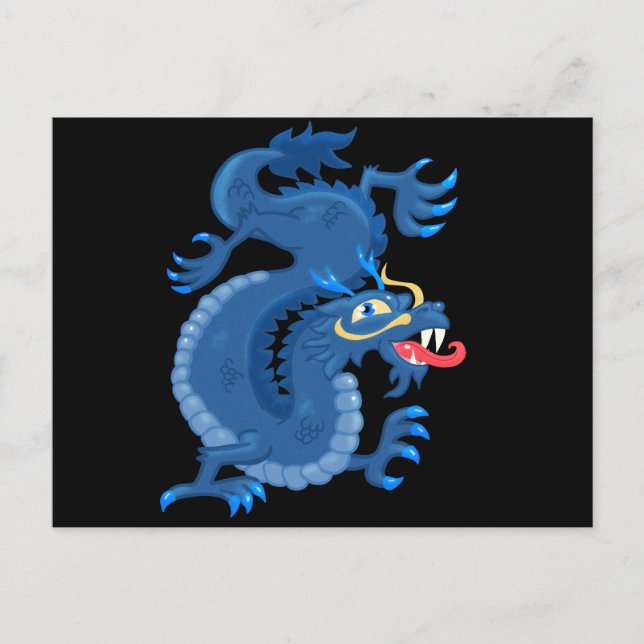 Postal Dragón oriental azul (Anverso)