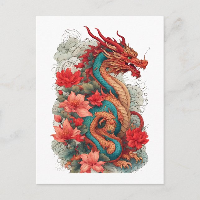 Postal Dragón Oriental Poderoso (Anverso)