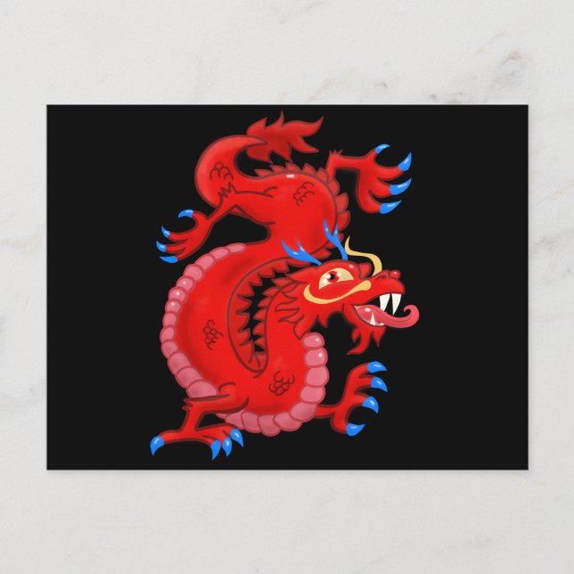 Postal Dragón Oriental Rojo (Anverso)