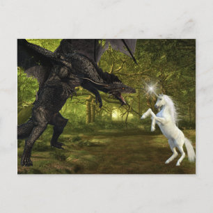 Postal Dragón Oscuro Vs Magia de Batalla de Unicornio