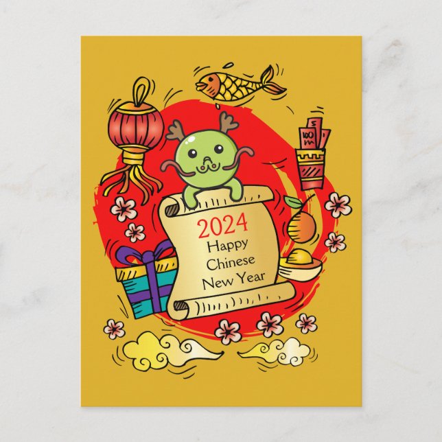 Postal Dragón Personalizado de Año Nuevo chino (Anverso)