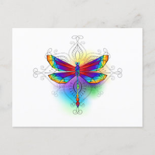 Postal Dragón poligonal arcoiris