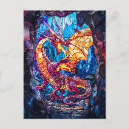 Postal Dragón que respira fuego en cueva