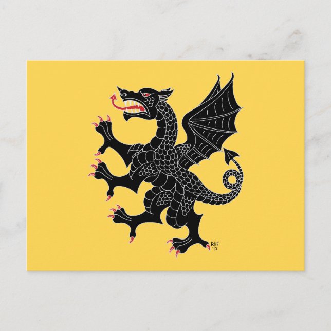 Postal Dragon Rampant Sable (Anverso)