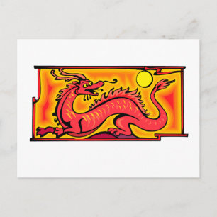 Postal Dragon Red Fantasy Ficción Dibujo Personalizado Ar