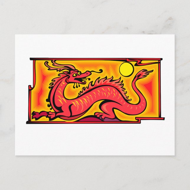 Postal Dragon Red Fantasy Ficción Dibujo Personalizado Ar (Anverso)