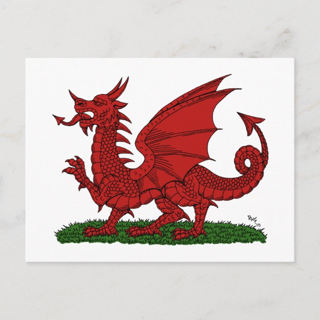 Postal Dragón Rojo de Gales (Anverso)