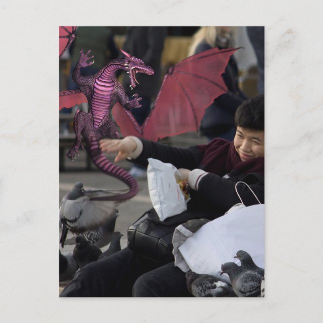 Postal Dragón Rosa En Venecia Italia (Anverso)