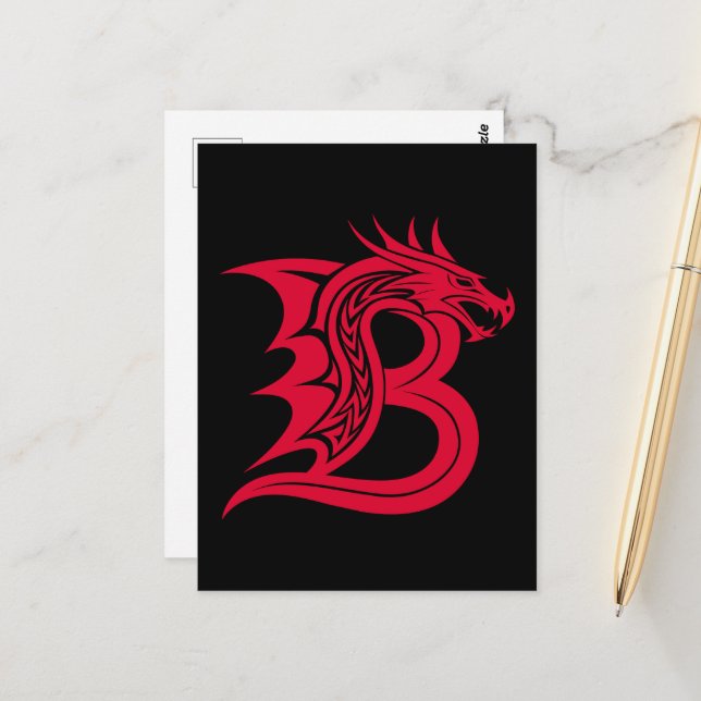Postal Dragon Styled Letter B, Dragon Alphabet, Monogram (Anverso/Reverso In Situ)