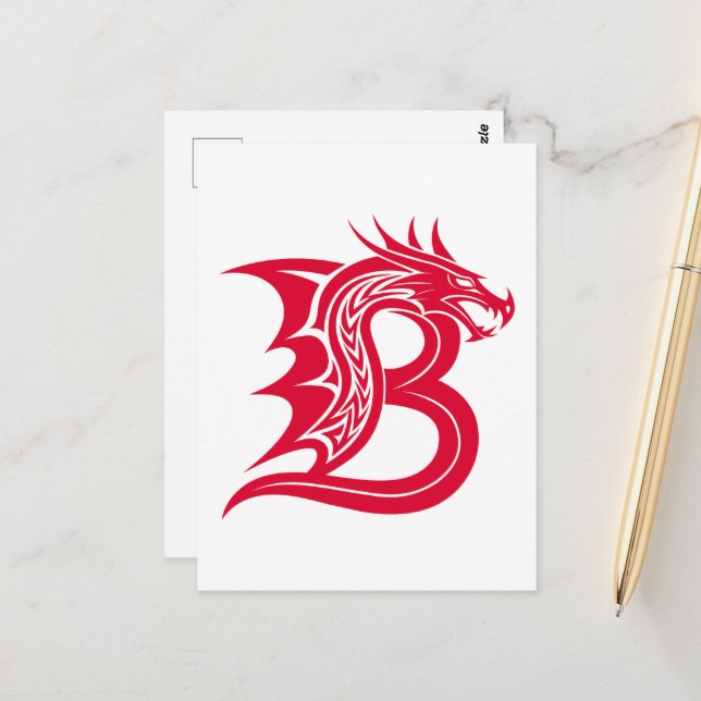 Postal Dragon Styled Letter B, Dragon Alphabet, Monogram (Anverso/Reverso In Situ)