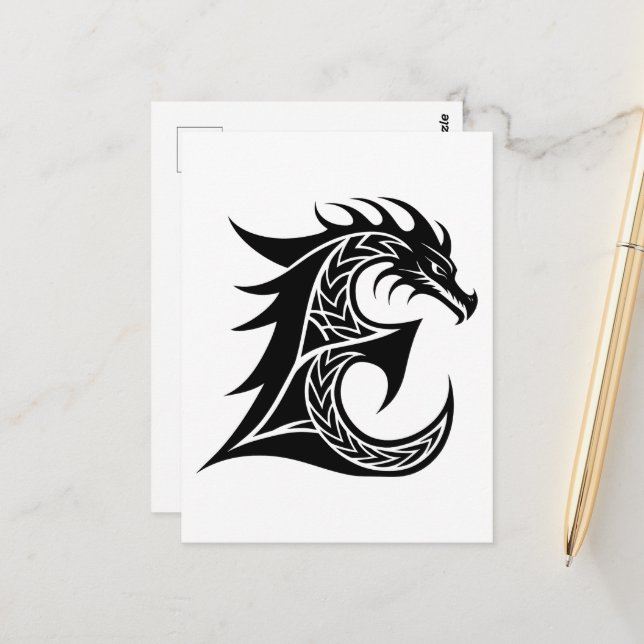 Postal Dragon Styled Letter E, Dragon Alphabet, Monogram (Anverso/Reverso In Situ)