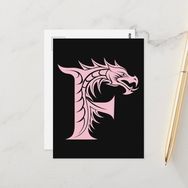 Postal Dragon Styled Letter F, Dragon Alphabet, Monogram (Anverso/Reverso In Situ)
